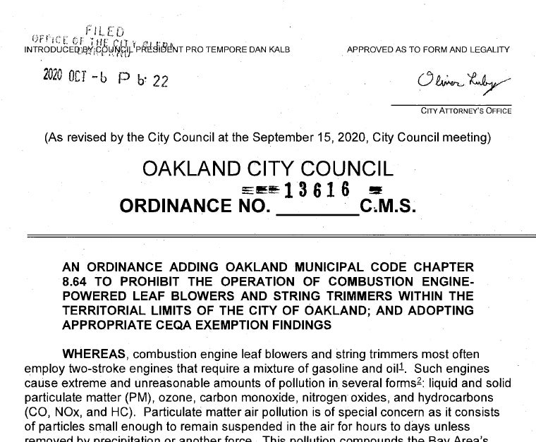 No More Gas Powered Equipment Allowed In Oakland... But We Got You Covered!