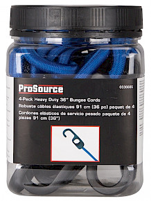 ProSource Stretch Cord, 9 mm Dia, 36 in L, Polypropylene, Blue, Hook End